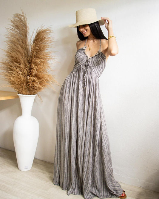 Boho Breeze Halter Maxi Dress